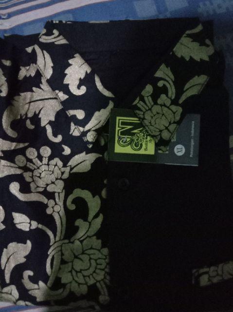 Mall Grosir Kemeja Batik Pria Modern Original Kombinasi Prada Songket Emas Bunga Bakung Diskon Murah