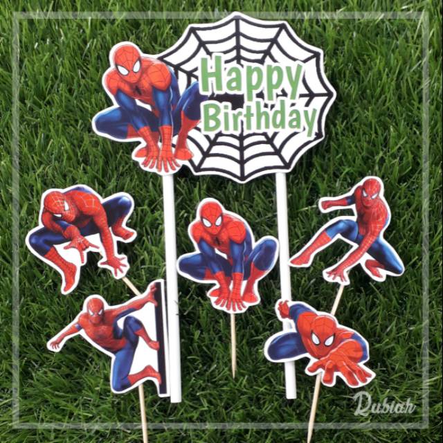 Topper cake Hiasan Kue Tusukan Kue 321 Spiderman Topper cake Hiasan Kue Tusukan Kue 321 Spiderman