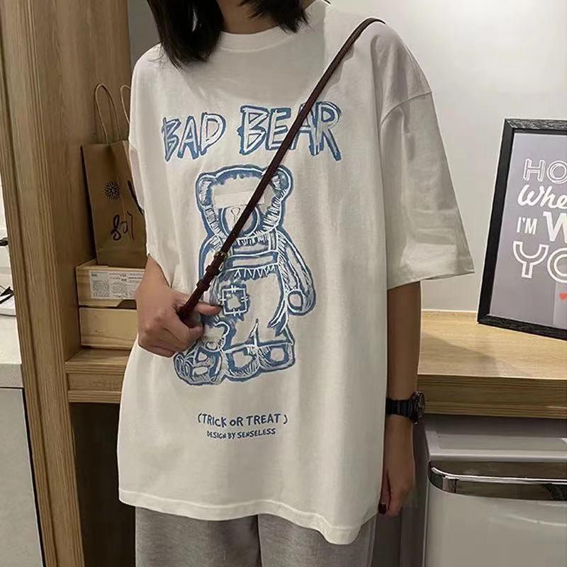 THISTLE - Oversize Tee Tshirt Wanita Model Longgar Motif Bad Bear