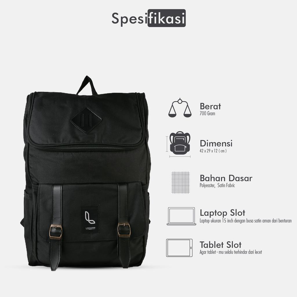 Tas Ransel Pria Wanita Laptop Backpack Gendong Punggung Sekolah Kerja Kuliah Travelling Original Urban Stgl Black