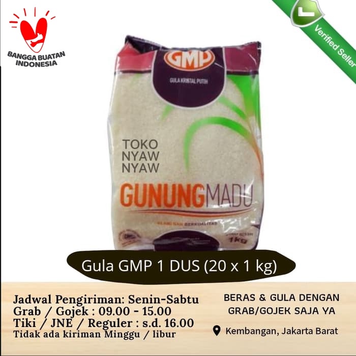 Gula pasir GMP kemasan 1kg gunung madu 1 kardus dus isi 20 grosir