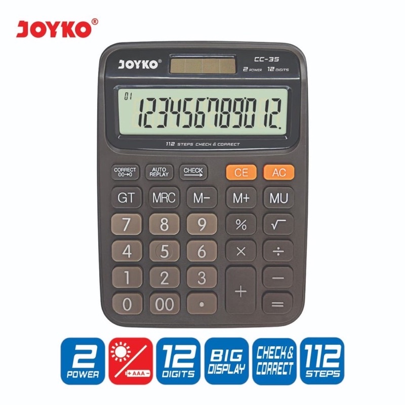 

Kalkulator Joyko CC-35 12 Digits Check Correct