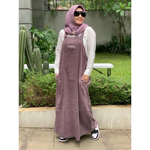 EazyStyle Set Overall Polka Purple Terbaru