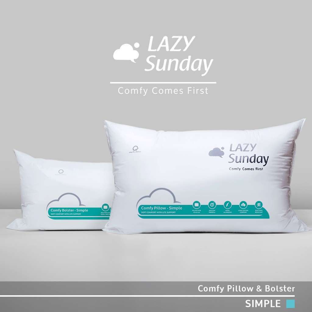 Paket 1 Bantal + 1 Guling Tidur LAZY Sunday , BEST DEAL !! Top Quality !!