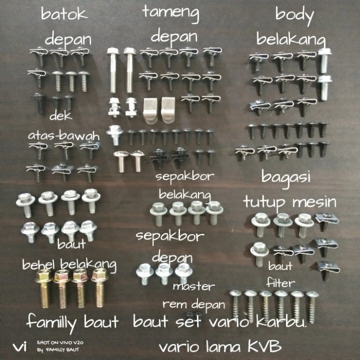baut lengkap full body vario 110karbu dan vario tekno110