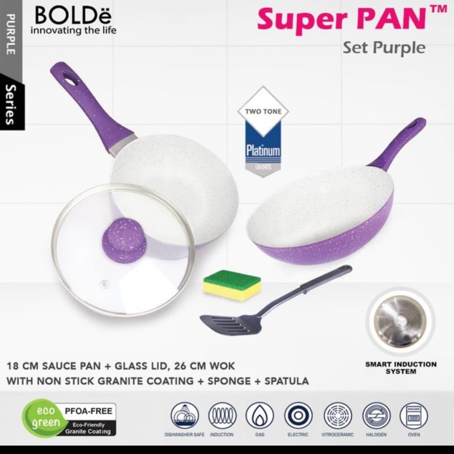 BOLDE SUPER PAN GRANITE SET PURPLE 5PCS