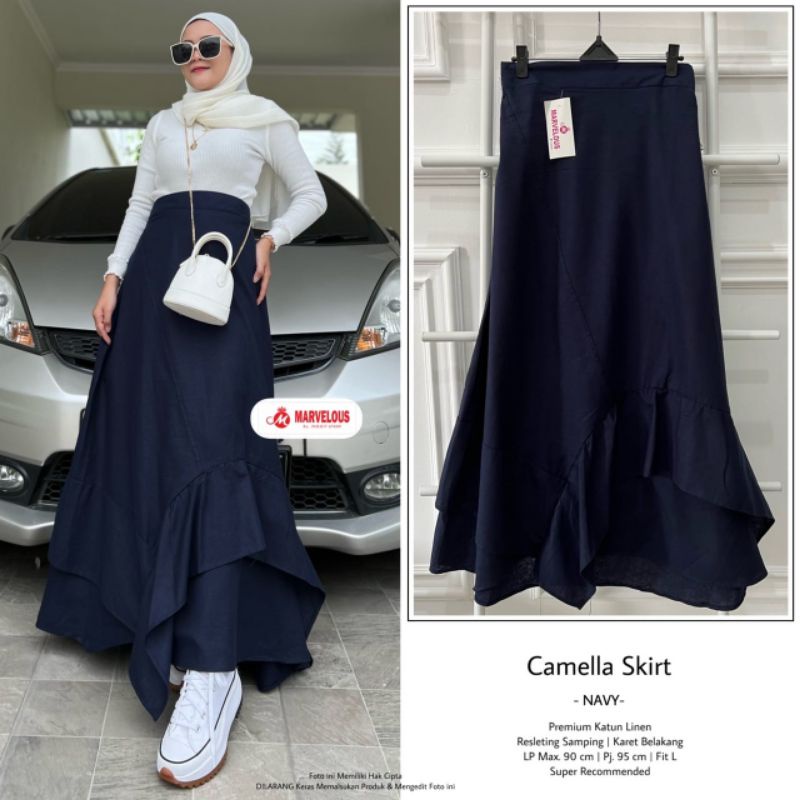 CAMELLA SKIRT BY MARVELOUS (ROK WANITA) Rok skirt linen premium rekomended