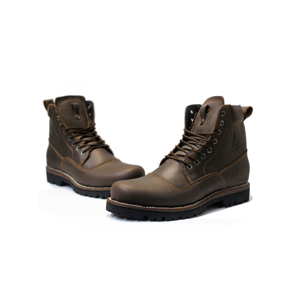 Dr Faris Dashing Sepatu Boots Lacies Pria Premium Original Brown Pull Up Leather