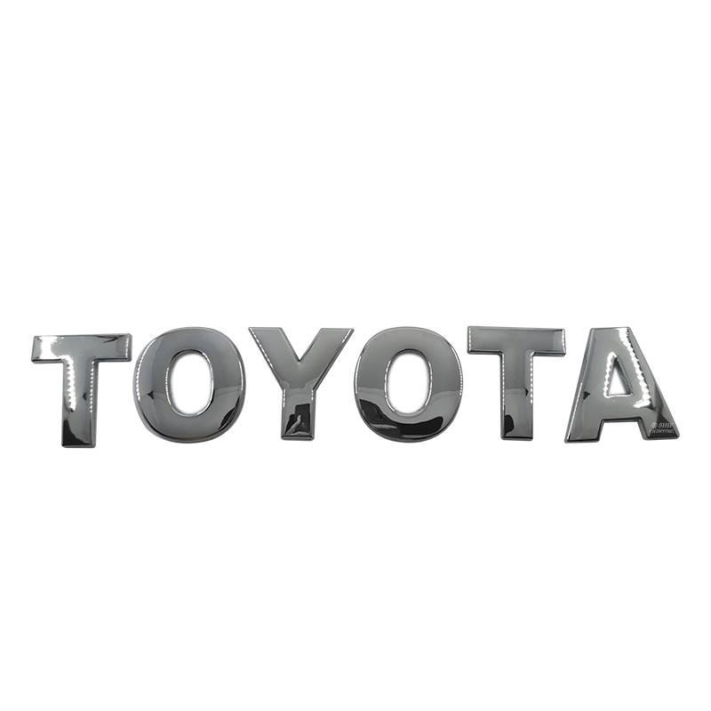 TOYOTA Hood Emblem DIY Letter 45mm Chrome/Black Car Decals Stickers