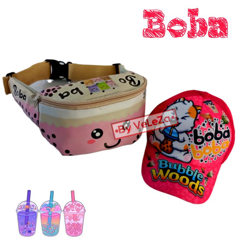 waistbag anak karakter Boba 2in1 - tas + topi