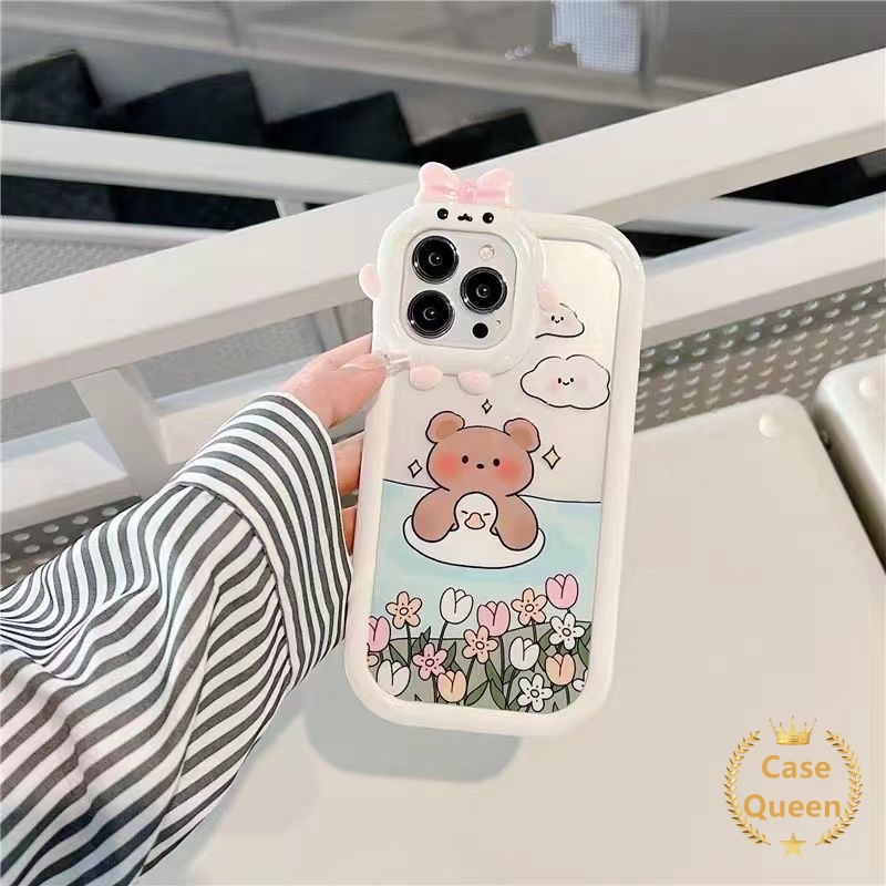 Case OPPO A17 A7 A7 A5S A12 A3S A12E A53 A74 A95 A16K A16E A57 A16 A9 A55 A15 A17K A15s A54 A5 A16s A52 A92 A96 A76 Reno 5 5F 4F A31 Lovely Little Monster Cute Sarung Beruang Renang