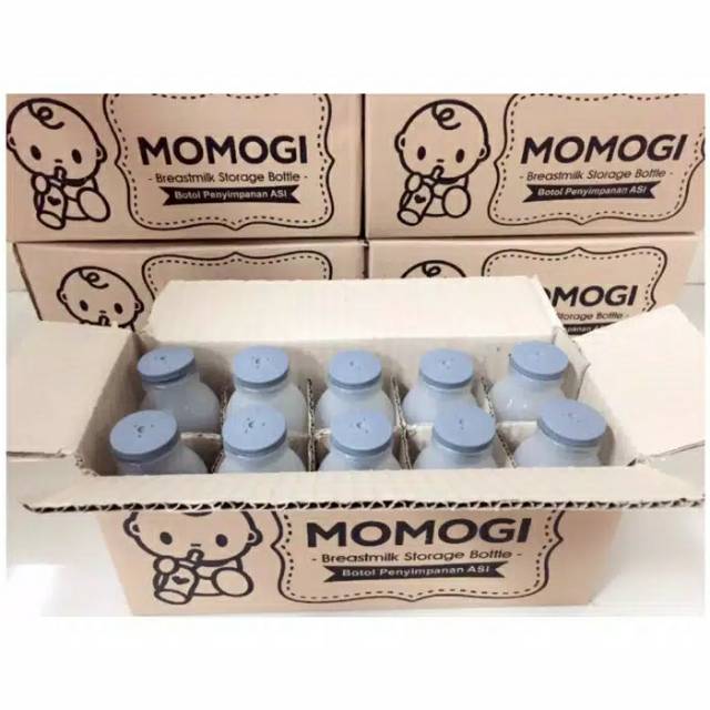 MOMOGI Botol Asi Kaca 10pcs FREE BUBBLE WRAP 1 LAPIS - kantong asi