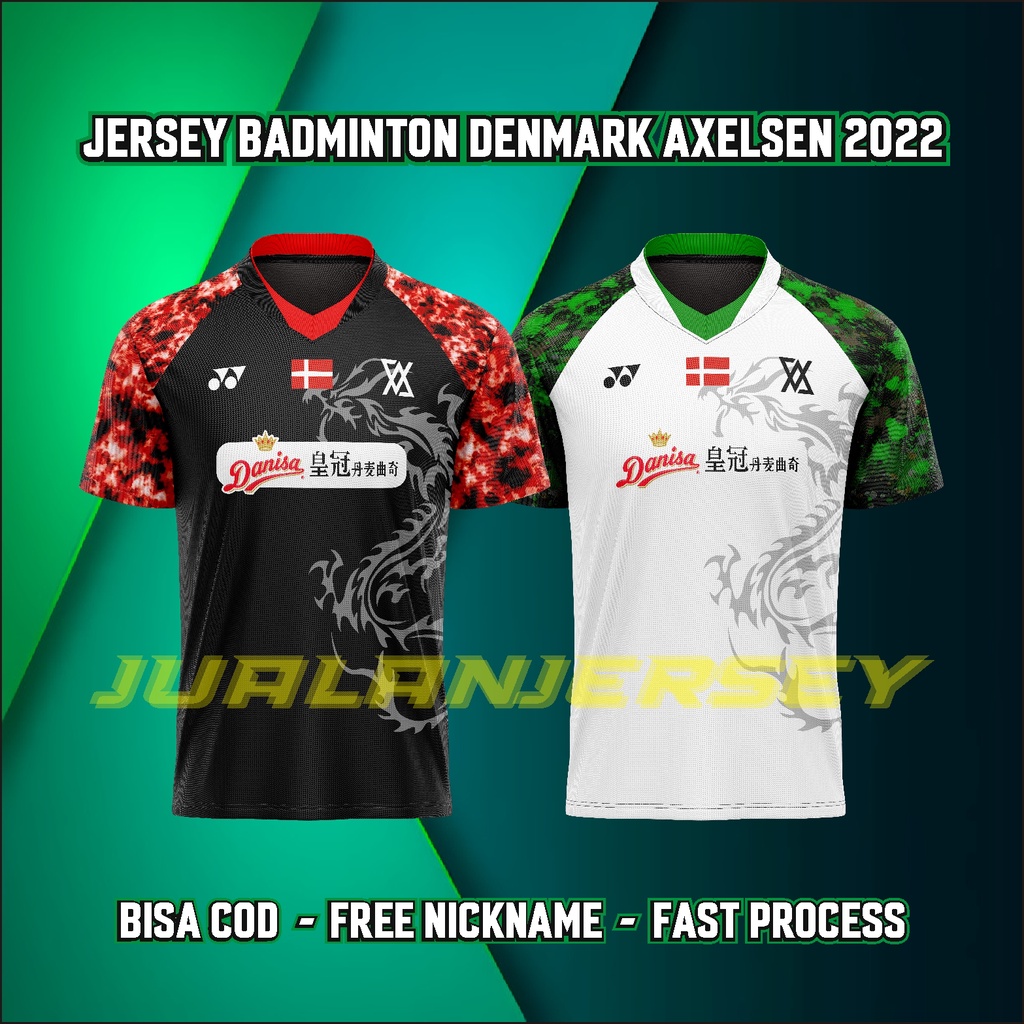 Jersey Kaos Badminton Axelsen Denmark 2022 Premium Free Custom Nickname