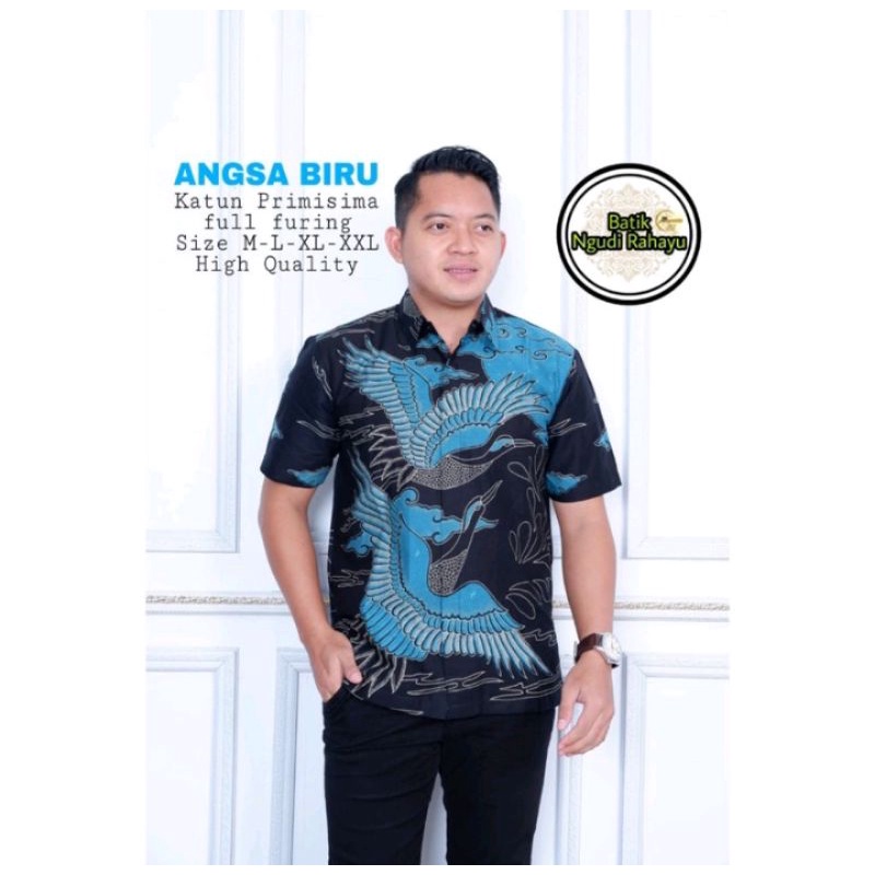 kemeja batik pria ANGSA BIRU batik pria premium lengan panjang dan pendek lapis furing // kemeja batik pria sragenan // batik pria modern