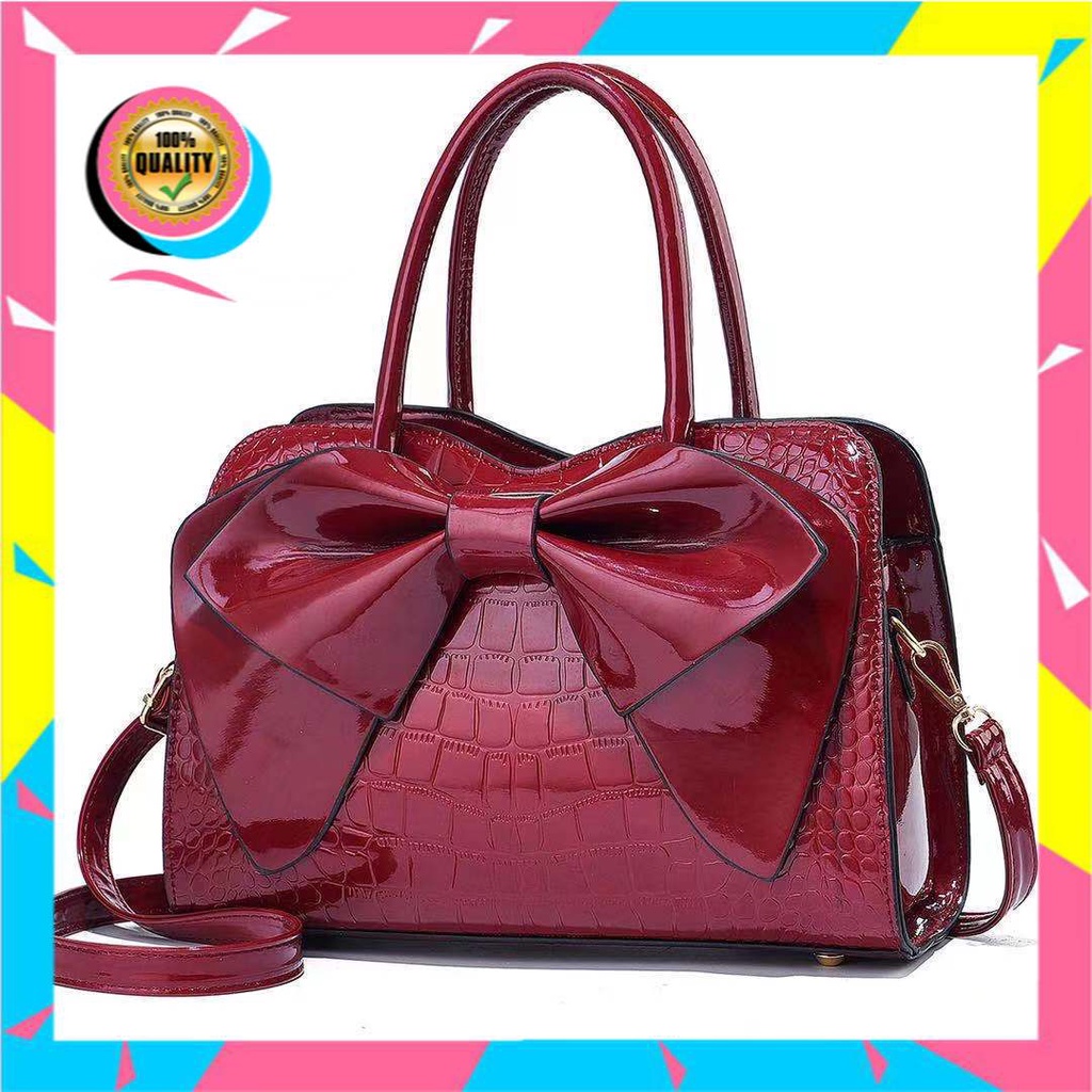 2021   Wanita Tas Fashion Buaya Pola Busur Bahu Crossbody Tas Sederhana Tas Ibu