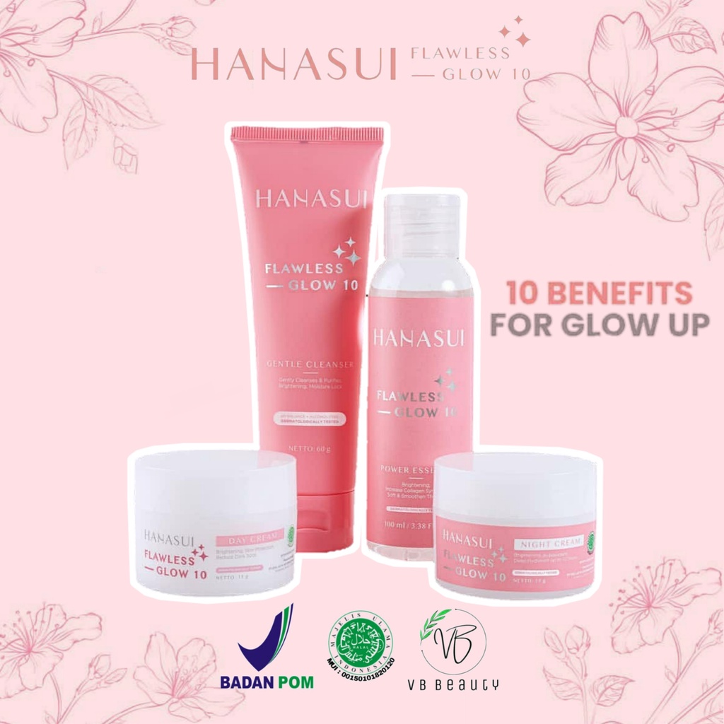 Skincare Hanasui Flawless Glow 10 Satu Paket 4 Pcs