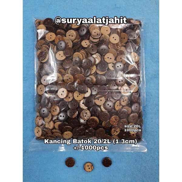 Kancing Batok 20/2L/1.3cm +/-1000pcs =rp.45.000/1bks