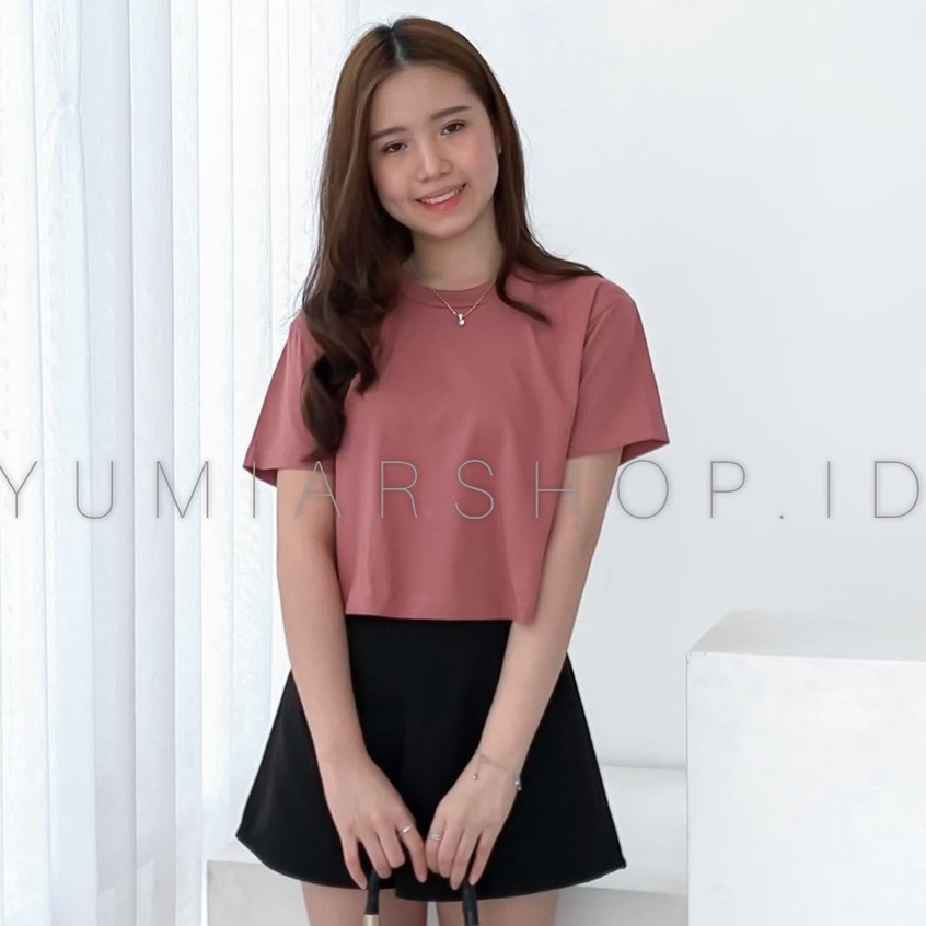 KAOS CROP TOP POLOS ONECK COTTON | BAJU KAOS TUMBLR CROP TEE TSHIRT KAOS KOREA FASHION WANITA SAGE B