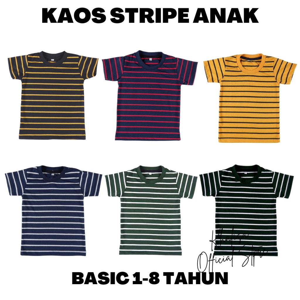 Kaos Anak Stripe Salur Belang 1thn S/d 8thn cotton cvc 30s