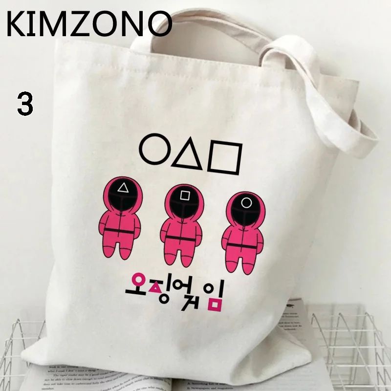 Tas Belanja Game Cumi-cumi Korea Kapasitas Besar Tas Hip Hop Antik Kartun Harajuku Tas Kanvas Tas Bahu Wanita Lucu