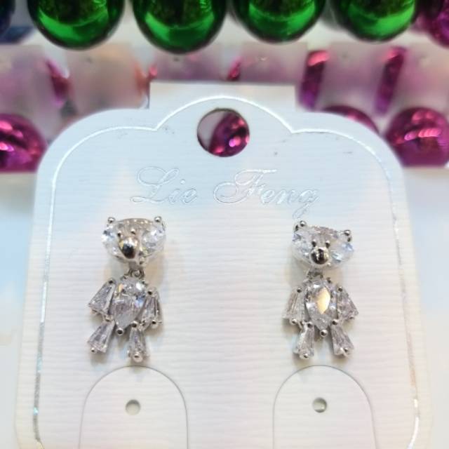 Anting korea swarovski anting swarovski teddy bear
