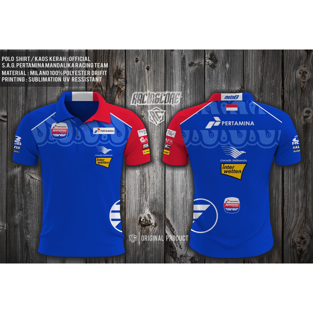 KAOS POLO MANDALIKA RACING TEAM POLO SHIRT MANDALIKA OFFICIAL BLUE