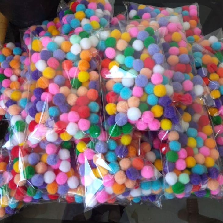 ✞PROMO✞ 100pcs pompom Warna warni - Pompom 1.5cm - 2cm - 2.5cm - 3cm - pompom warna warni - pompom 2
