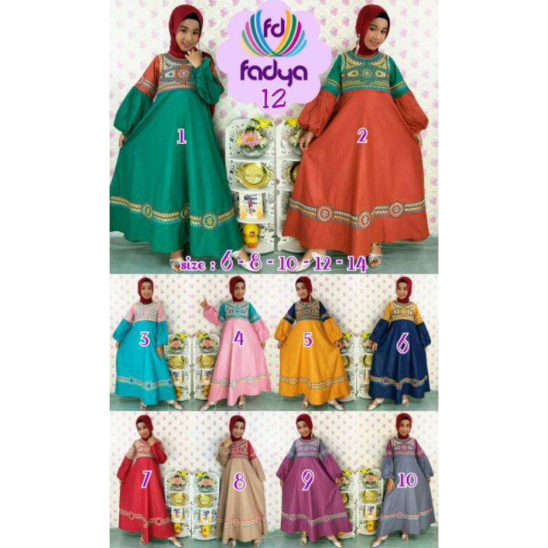 Gamis fadya/gamis anak katun bordir/gamis anak muslim fadya 12