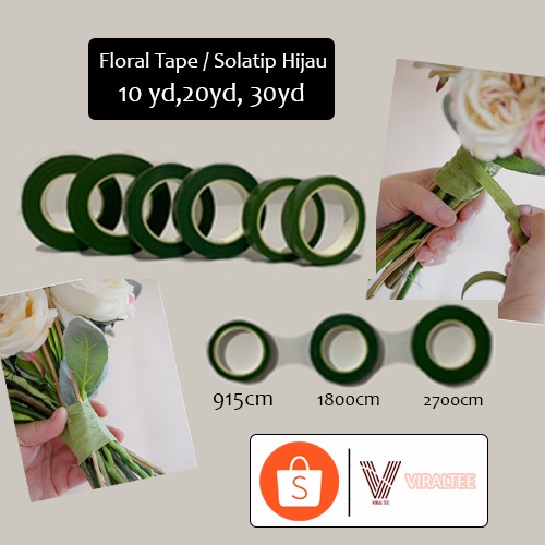 

Floral Tape Hijau [10 / 20 / 30 yard] / Selotip Bunga Hijau untuk Tangkai Bunga / Solatip Flower Buket
