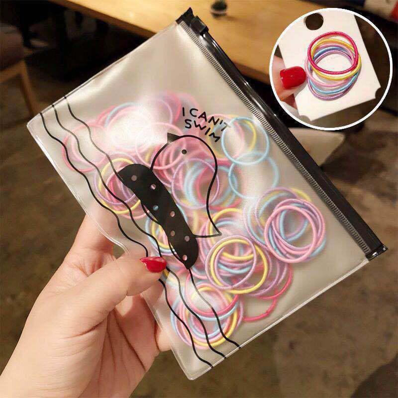 BBS - Ikat Rambut Korea I Can Swim isi 100 pcs Warna Warni Karet Rambut-6