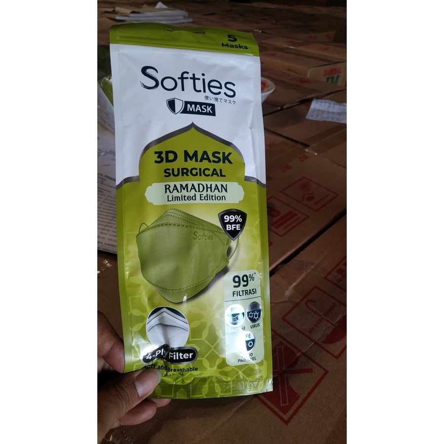 Masker KF94 Softies Surgical 3D (4 Ply) 5 Sheet