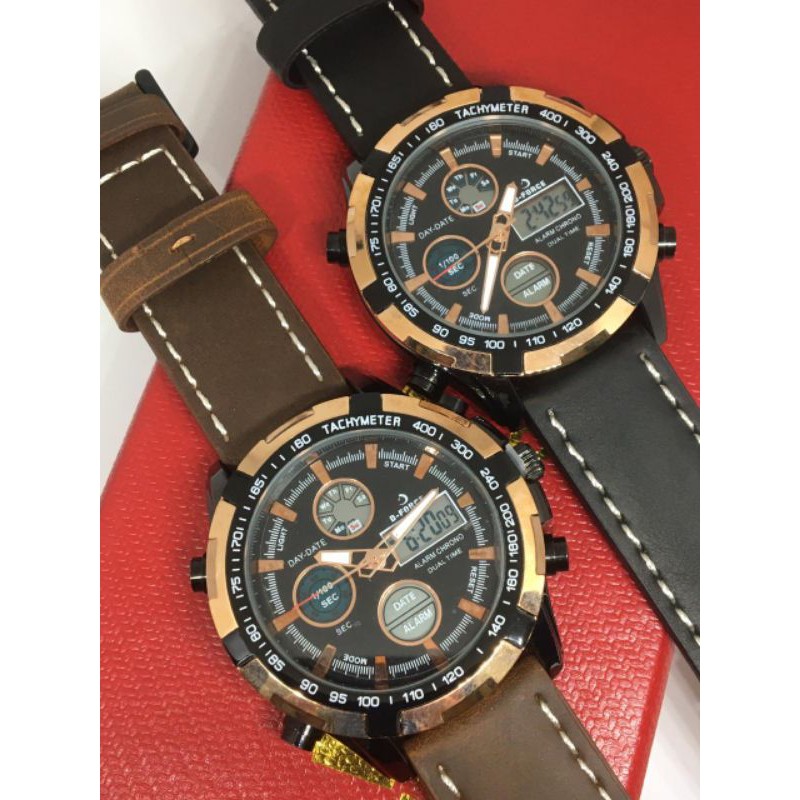 jam tangan Pria D-Force Double Time Kulit