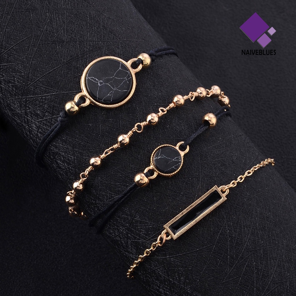 Naiveblue 4Pcs / Set Gelang Tangan Rantai Gaya Bohemia Untuk Perhiasan Wanita