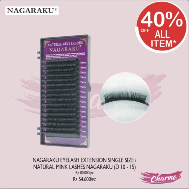 (READY &amp; ORI) NAGARAKU Eyelashes Extension Single Size (D 10 sampai D 15) Bulu mata palsu ektension