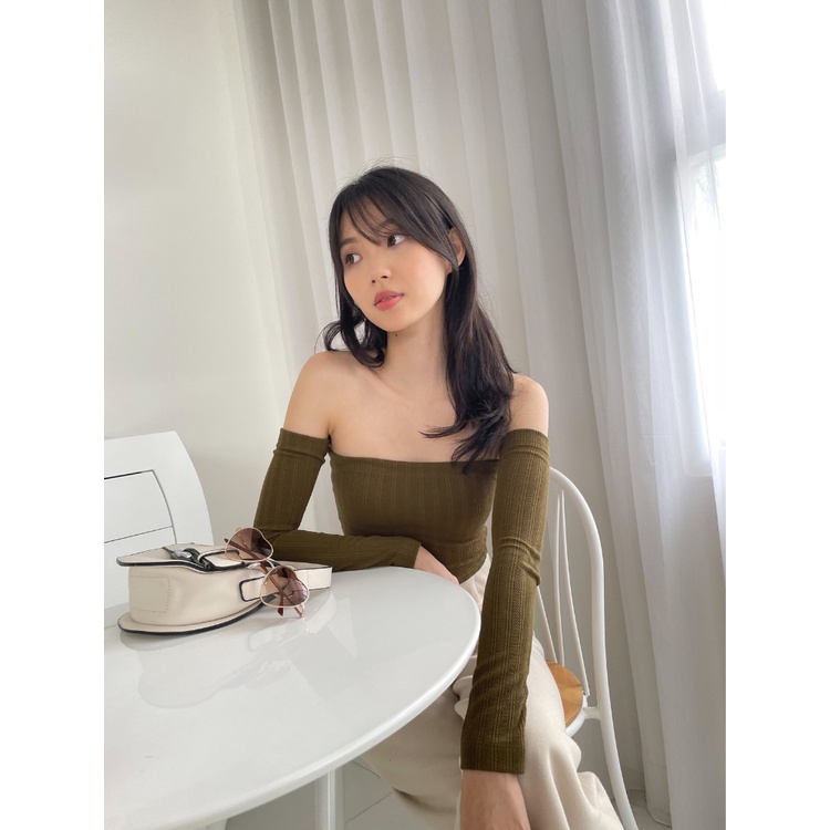 Kadaka T-0493 Sabrina Top Wanita Lengan Panjang Knit Stretch