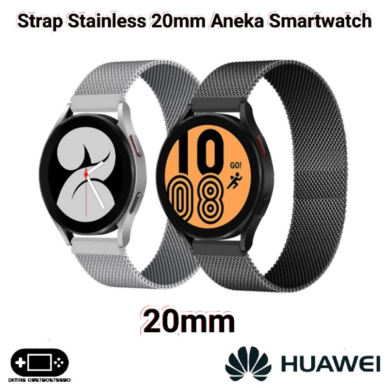 AIG Strap Stainless 20mm Huawei GT1 GT2 GT3 GT 1 2 3 42mm Honor Watch ES Fit 2 Classic Edition Steel