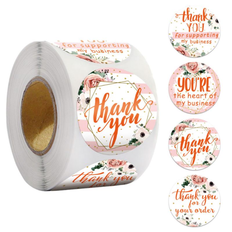 500 Pcs Sticker Thank You / 1 Roll Ukuran 1inch / 2.5 cm.. PROMO TAHUN BARU banyak motif lain, cek di slide selnjutnya ya-F