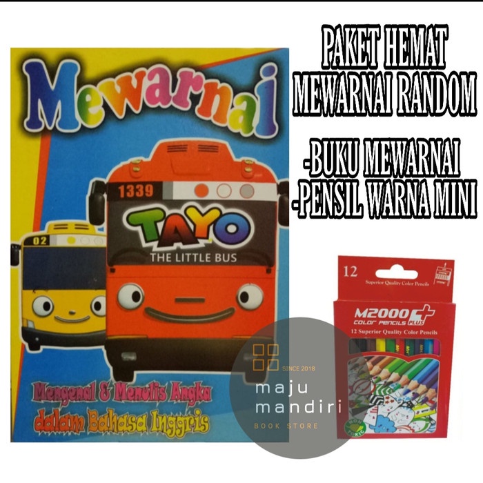 

WARNAPENSIL- PAKETAN - BUKU MEWARNAI & PENSIL WARNA MINI RANDOM -PENSIL WARNA