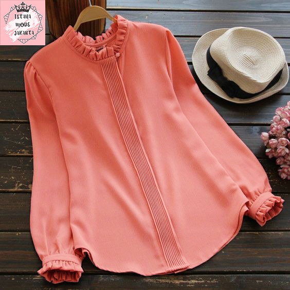 ISTANA MODE JAKARTA Lilac baju atasan wanita terbaru blouse korean style blouse wanita lengan panjang-6