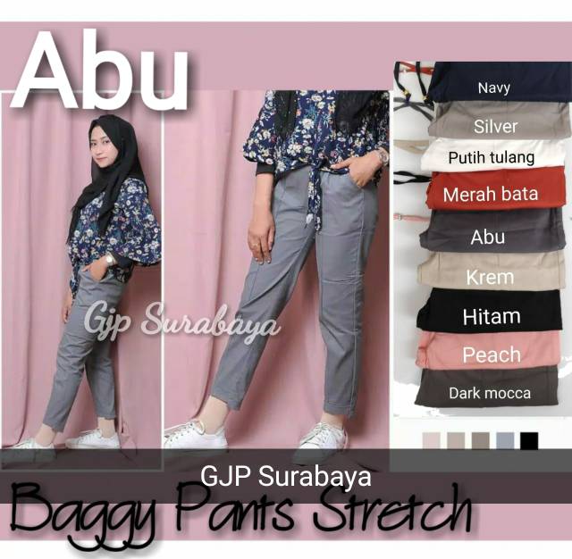 celana kerja wanita baggy pants tebal melar size M L  XL 2L 3L 4L 5L