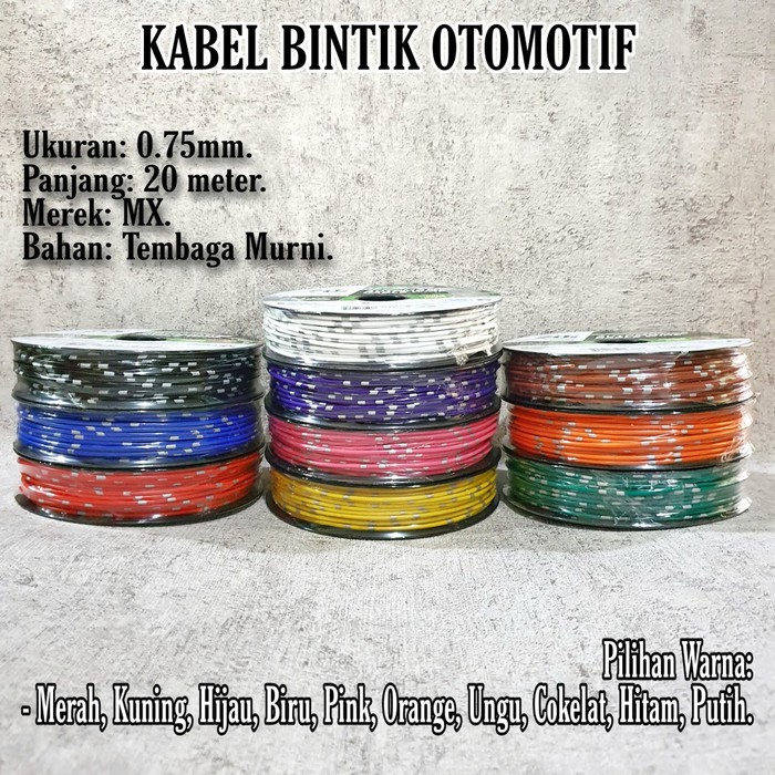 KABEL BODY BODI BINTIK SERABUT AVS 0.75 MM x 20 METER UNTUK KELISTRIKAN MOBIL MOTOR