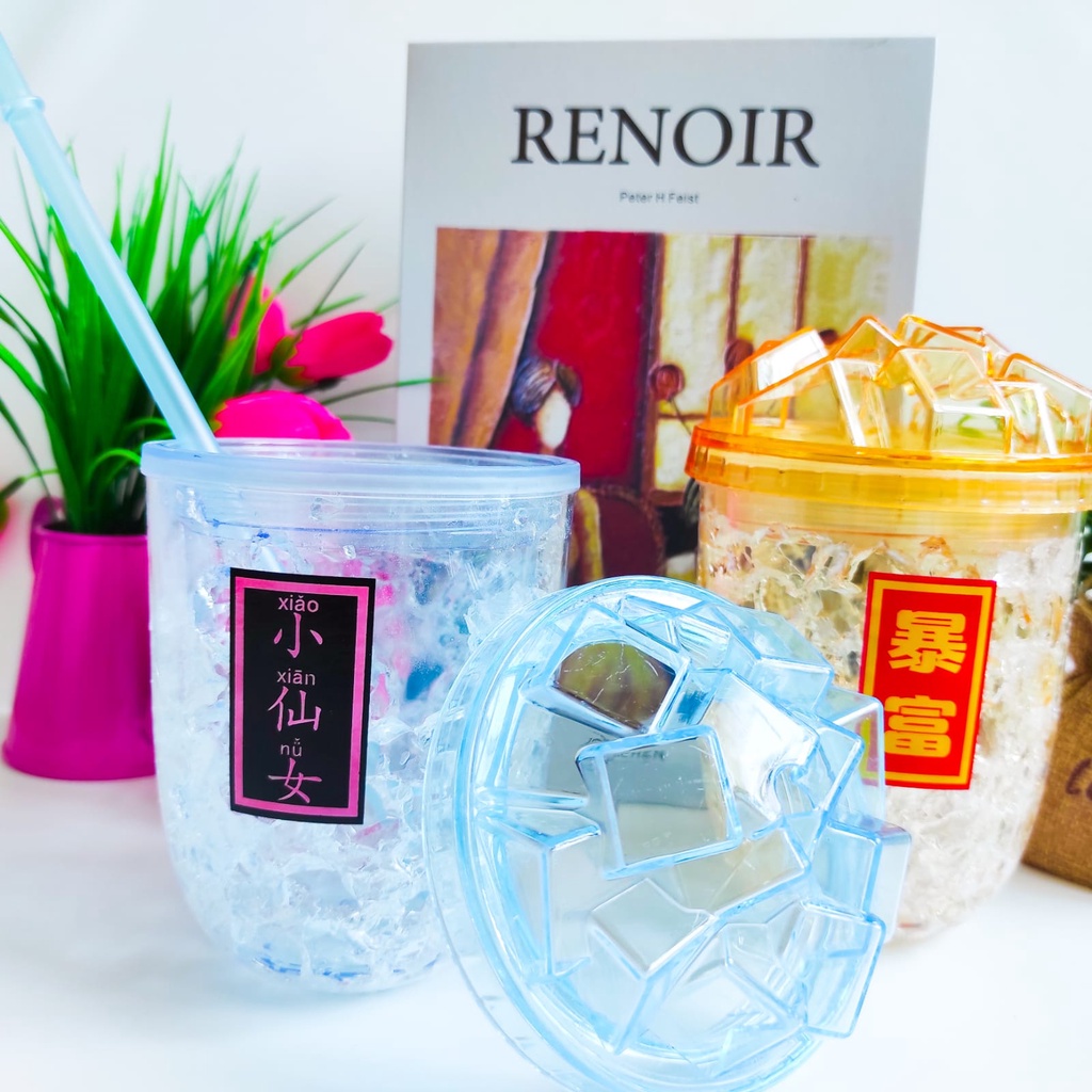 TEMPAT MINUM KRISTAL ES TUMBLER UNIK MURAH LUCU KODE DY-81820 PLASTIK TAHAN BANTING COD