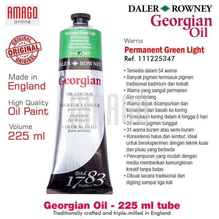 DALER-ROWNEY - GEORGIAN OIL 225 ml - PERMANENT GREEN LIGHT - 111225347