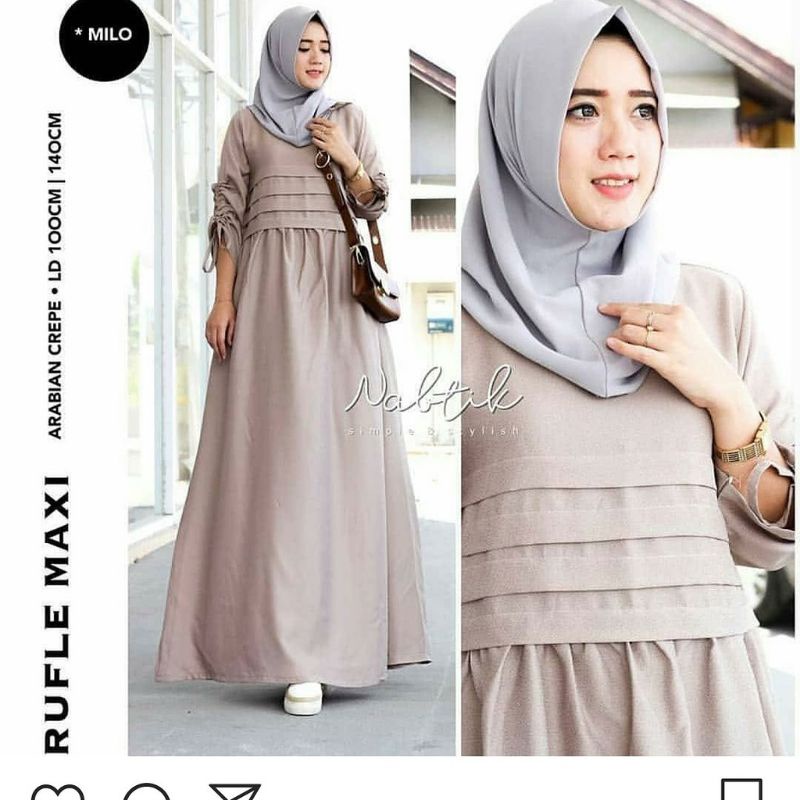 Rufle maxi dress baju gamis fashion muslim remaja wanita