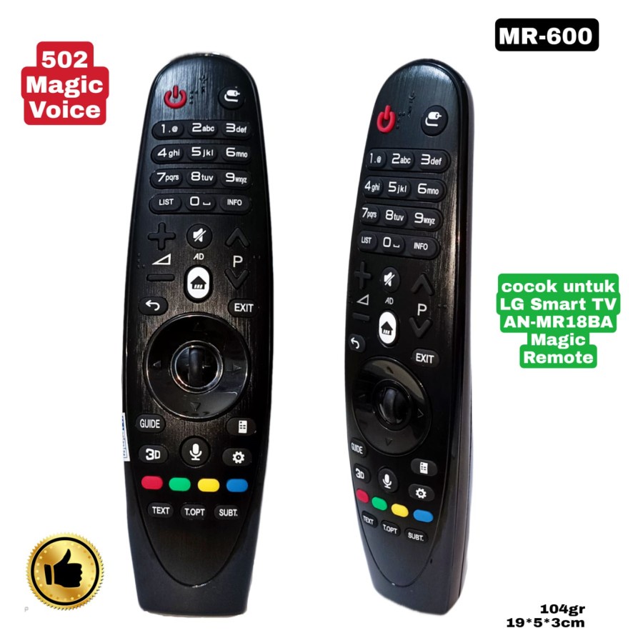 Remote Pengganti untuk Remote Magic TV LG Smart TV 3D MR-600 502 voice