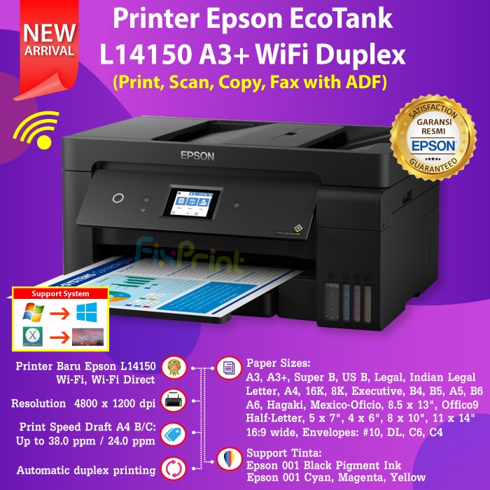 Wide Format All-in-One Printer Epson L14150 A3+ Print Scan Copy WiFi