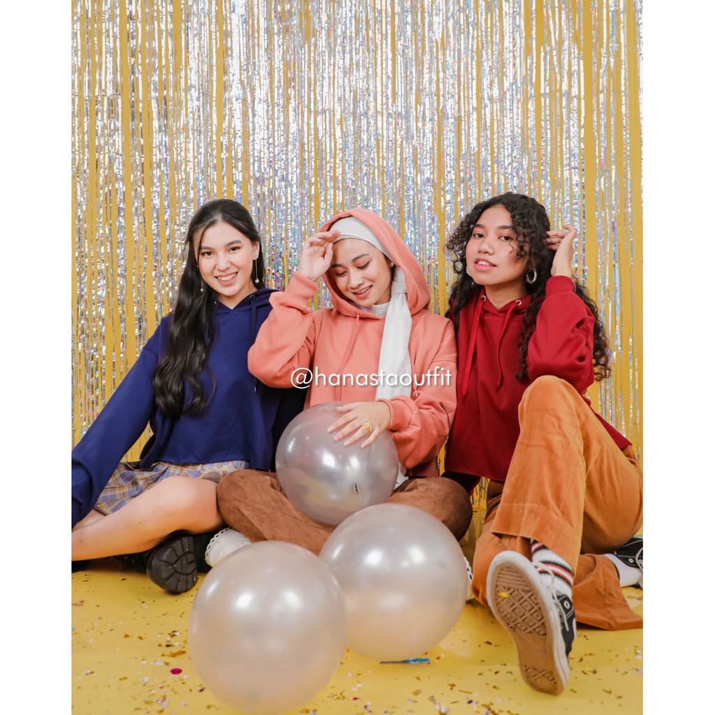 Crop Hoodie Polos Wanita