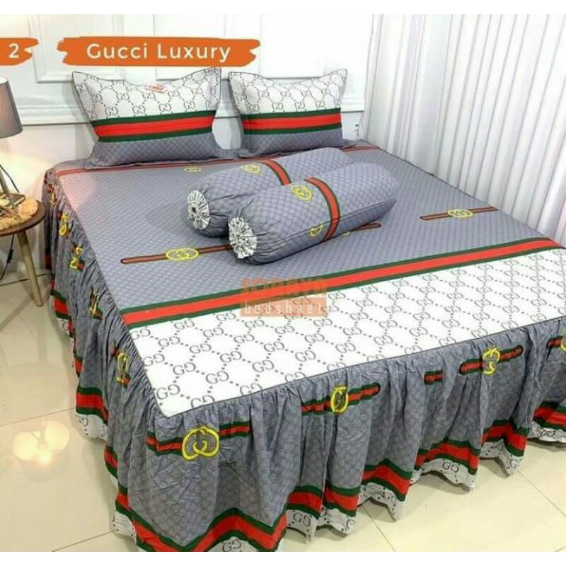 Sprei rumbai motif GUCCI LUXUARY Ukuran 100x200-200x200