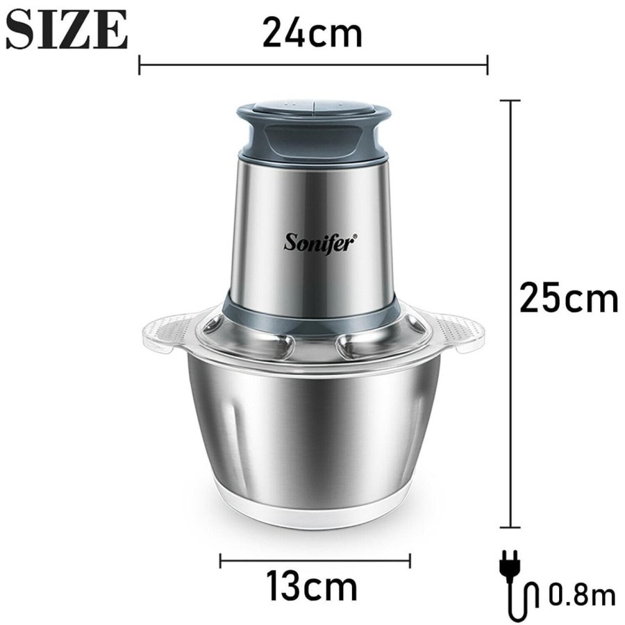 Food Chopper Wadah Stainless 1,8L Sonifer SF-8058 Blender Bumbu Daging