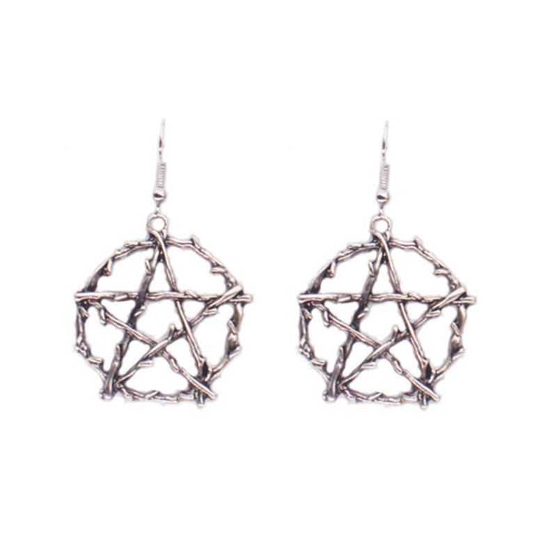 SIY  Trendy Big Round Pentagrams Drop Earrings for Women Silver Circle Dangle Earrings Pendientes Punk Party Jewelry Gifts